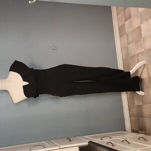 Teezeme ruffled off the shoulder open back jumpsuit romper bodycon wide leg